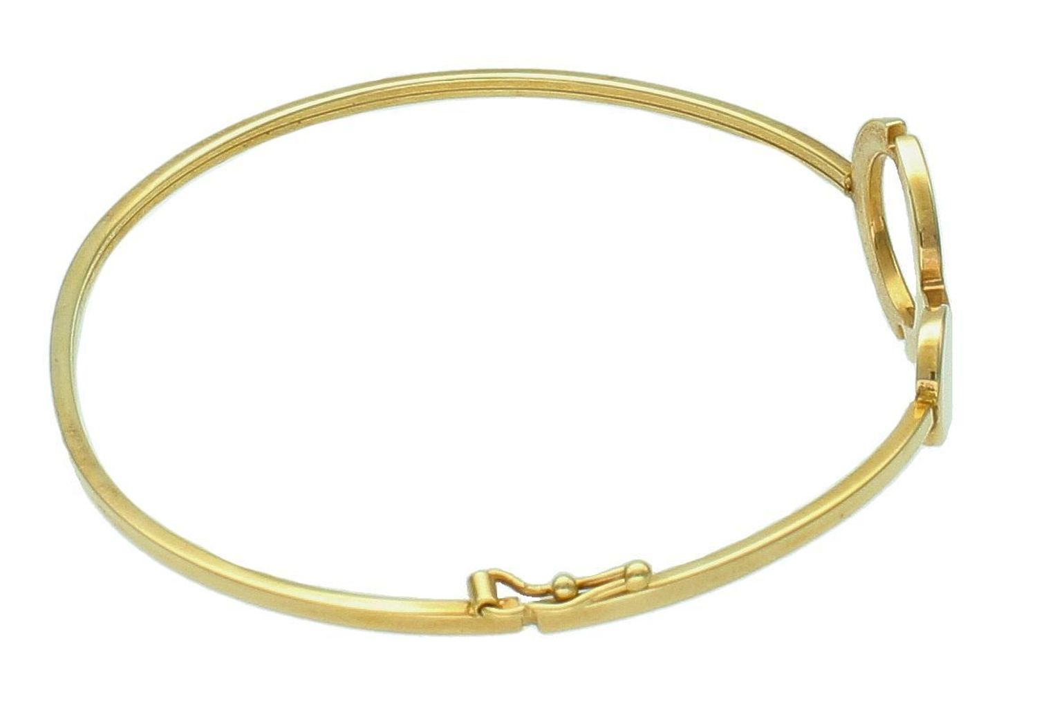 Bransoleta złota spłaszczone kółko pr 585, B OZ 1988 Złota bransoletka wykonana z 14 karatowego żółtego złota. Bransoletka to idealny pomysł na prezent. Złota bransoletka sztywna z modnym wzorem.1.jpg